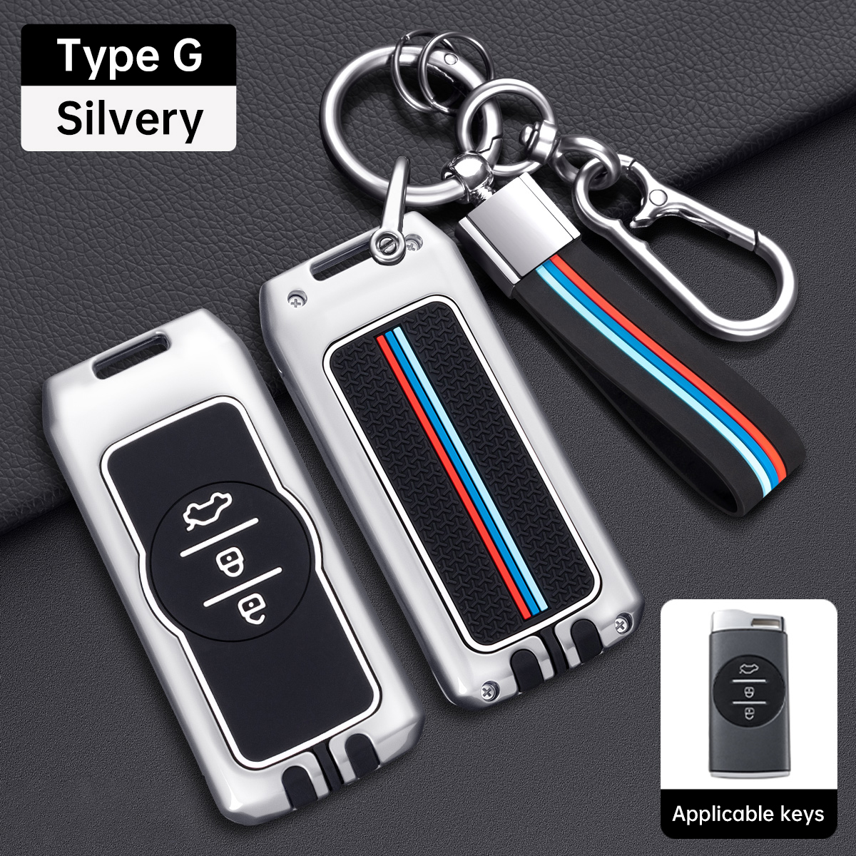 Type G-argenté + boucle de corde en silicone