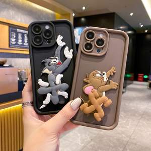3D Running Cat Mouse Swivel Holder Funny Cartoon Soft TPU <span class=keywords><strong>Funda</strong></span> para teléfono móvil para <span class=keywords><strong>Iphone</strong></span> <span class=keywords><strong>11</strong></span> 12 13 14 15 Pro 17 Air Back Cover - Product Image 2