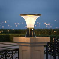 Lampe à pilier solaire extérieure avec détecteur de mouvement PIR et télécommande, étanche IP65, lampe à colonne LED pour jardin, cour et aménagement paysager