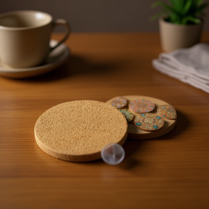 ILAN Round <b>Cork</b> <b>Coasters</b> 25Cm Adhesive Set Of 12 For Table Protection - Product Image 2
