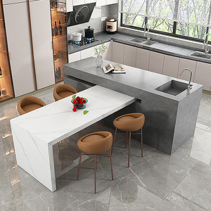 <span class=keywords><strong>Tavolo</strong></span> da Pranzo a T per <span class=keywords><strong>Cucina</strong></span> in Stile Minimalista Italiano, Integrato <span class=keywords><strong>con</strong></span> <span class=keywords><strong>Isola</strong></span>, Estensibile, Pieghevole e Girevole, Arredamento per Sala da Pranzo - Product Image 1