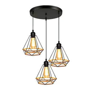 Pyramid Retro Hemp Rope E27 Pendant Light Vintage Loft Iron Droplight Living Room Kitchen Decor Industrial Pendant Lights RP0014