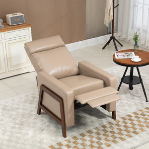 <span class=keywords><strong>Poltrona</strong></span> in Pelle con Gambe in Legno <span class=keywords><strong>per</strong></span> Soggiorno Moderno, Comoda Sedia Reclinabile <span class=keywords><strong>per</strong></span> Anziani, Colore Kaki - Product Image 2