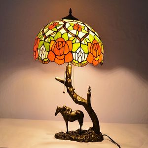 TFT-S01 Lampe De Table tiffany Bronze 16 Inch <strong>Stained</strong> <strong>Glass</strong> <strong>Lamp</strong> <strong>Shade</strong> 2x E27 - Product Image 5