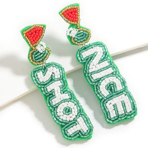 Novedad de verano, pendientes bohemios hechos a mano con cuentas de Golf para <span class=keywords><strong>mujer</strong></span>, pendientes frescos y versátiles con letras verdes NICE <span class=keywords><strong>SHOT</strong></span> para <span class=keywords><strong>mujer</strong></span> - Product Image 5