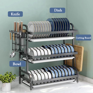 Étagère de rangement <span class=keywords><strong>pour</strong></span> vaisselle Meisite en acier inoxydable, égouttoir à vaisselle à 2 niveaux <span class=keywords><strong>pour</strong></span> bols et assiettes - Product Image 1