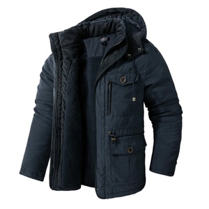 Custom Wholesale Cotton <b>Jacket</b> <b>Long</b> Sleeve Zipper Coated Casual Warm Coat Solid Color Thick Coat Men Hooded <b>Jacket</b> - Product Image 1