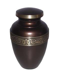 โกศใส่ศพทองเหลืองสำหรับขี้เถ้าของมนุษย์มีสีน้ำตาลแกะสลักลายหินอ่อนสีฟ้าเป็นมิตรกับสิ่งแวดล้อมสไตล์อเมริกัน10.5 "อนุสรณ์ - Product Image 1