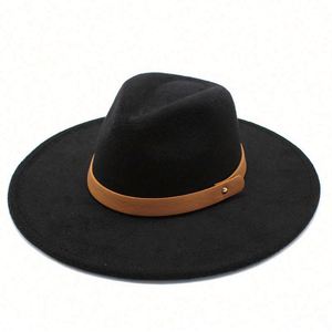 Wholesale Unisex Felt Fedora <b>Hats</b> 9.5 cm Wide Brim Vintage Men and Women Fedora Felt <b>Hat</b> With <b>Band</b> Decoration - Product Image 5