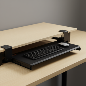 Plateau coulissant pour clavier et souris à fixation par pince en C, 26,8x11 pouces, tiroir de bureau en métal pour le travail à domicile ou au bureau - Product Image 2