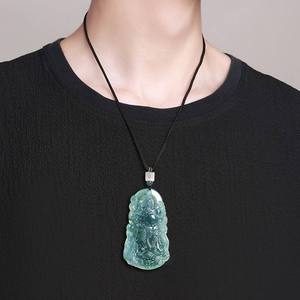 Pendentif en jade naturel bleu eau Guan Gong UNISEXE Design original Style chinois Cadeau avec certificat d'évaluation E013 - Product Image 4