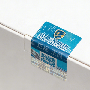 Autocollant holographique de sécurité bleu personnalisé, rectangulaire, anti-effraction, à gratter - Product Image 3