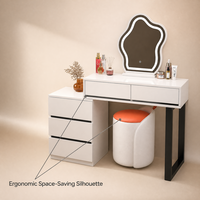 Ensemble coiffeuse et bureau de maquillage Mid-Century Modern en bois, avec miroir LED effet nuage, 3 tiroirs de rangement, commande tactile, style luxe léger, convertible, pour salle à manger