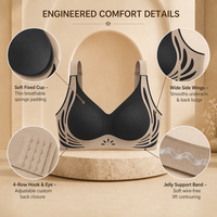 Soutien-gorge sans couture pour femme, à bonnets fixes, avec rembourrage en éponge solide pour petites poitrines, bretelles ajustables, dos en U, bande de gel fine, sans armatures, soutien doux