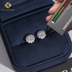 Hot Saling 8.8mm Moissanite <strong>Earring</strong> Rapper Fashion Diamond <strong>Earring</strong> <strong>Solid</strong> 18k Gold 925 <strong>Silver</strong> VVS1 Moissanite Iced Out <strong>Earrings</strong> - Product Image 5