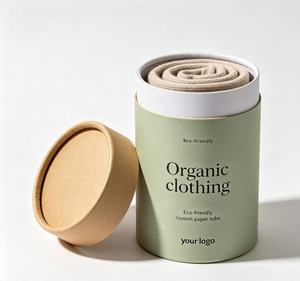 Boîte Cadeau Luxe Personnalisée Écologique en Carton pour Sous-vêtements, Tube Cylindrique en Carton pour T-shirt avec Fenêtre - Product Image 5