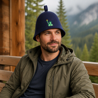 Chapeau de sauna en feutre de laine marine personnalisé avec logo brodé Statue de la Liberté, forme cloche, unisexe, pour hammam et sauna