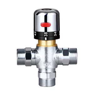 SANIPRO Electroplated Chrome Digital G1/2 G3/4 Underfloor Heating Manifold Thermostatic Mixing Valve For Solar Shower System