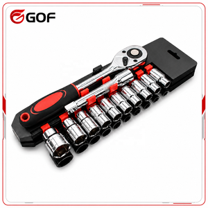 Jeu de douilles à cliquet 12 pièces 1/2-3/8-1/4, clé rapide, outils de quincaillerie automobile pour usage domestique - Product Image 1