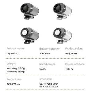 Ventilateur portable rechargeable Pluska G17 3000 mAh à 5 vitesses, idéal pour l'extérieur, à clipser sur parapluie, sac à dos ou table - Product Image 6