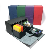 Boîte de rangement pour cartes en cuir PU avec séparateurs, pochette pour cartes à collectionner, étui rigide en aluminium verrouillable et portable pour cartes TCG