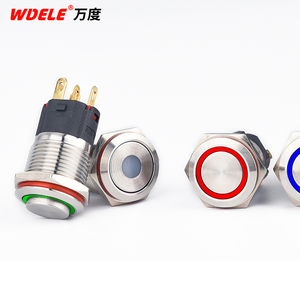 Wd 19mm thép không gỉ chống phía trước IP67 2NO 6V 12V 24V Vòng đẩy nút chuyển đổi với dây dẫn điều khiển từ xa - Product Image 3