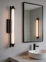 Applique murale LED moderne (fini noir/cuivre, abat-jour en verre côtelé)