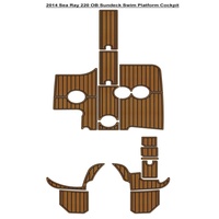 Tapis de pont en mousse EVA imitation teck pour plateforme de bain et cockpit de bateau Sea Ray 220 OB Sundeck 2014, style SeaDek MarineMat, auto-adhésif