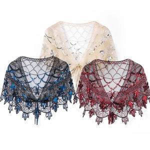 Personalizado de lujo <span class=keywords><strong>Bolero</strong></span> 1920s traje de <span class=keywords><strong>fiesta</strong></span> Vintage moda mujer lentejuelas boda capa de gran tamaño nupcial capa chales para mujer - Product Image 1