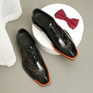 Chaussures habillées élégantes à bout carré Derby – Cuir artisanal, lacets pour hommes, rehaussantes, respirantes, antidérapantes, idéales pour les costumes - Product Image 5