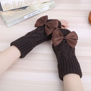 Gants pour femmes élégants, chauffe-mains d'hiver, mitaines en fausse laine tricotées au crochet, gants chauds sans doigts pour femmes - Product Image 1