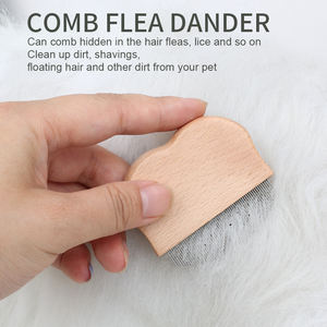木製の密なペットのシラミの櫛猫の犬のノミとハンドル付きのダニ除去剤の櫛 - Product Image 6