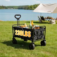 Chariot pliable robuste en fer, capacité de 230 lb, poignée réglable, tissu imperméable amovible, portable pour le camping