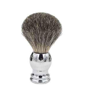 Pinceau à raser en poils de blaireau avec manche en métal, logo personnalisé, fait main, métal et poils de blaireau pour le rasage - Product Image 1