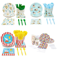 Ensemble de vaisselle jetable en papier pour 24 invités, tous motifs, pour événements, anniversaires, fêtes d'enfants, imprimé offset