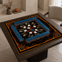 Tapis de Mahjong Américain de Voyage Halloween 2026 avec motifs chauve-souris et maison hantée, pour le Mahjong en pleine lune et le plaisir des voyages d'Halloween
