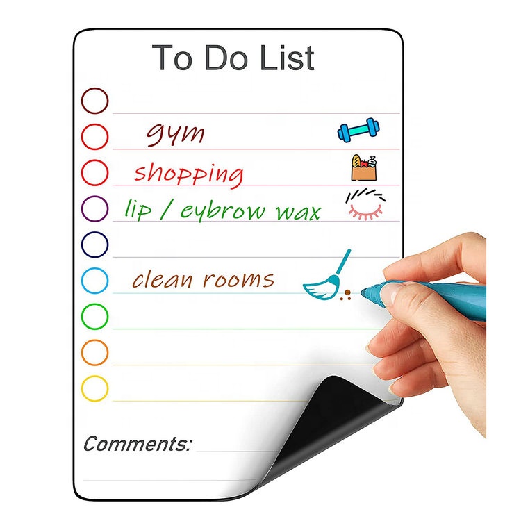 Список магнитов для холодильника 5,5x8 дюймов, маленький сухой стираемый Ежедневный список дел для холодильника, магнитная белая доска с подкладкой