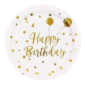 Ensemble de vaisselle jetable pour anniversaire, 60-80 pièces, assiettes rondes blanches et dorées en papier, serviettes pour décoration de fête en intérieur - Product Image 5