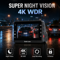 Kamera Dashboard Mobil 4K Auto DVR dengan Lensa Ganda, Kontrol Aplikasi WiFi, Layar IPS 3 Inci, Baterai 200mAh, Monitor Parkir 128GB