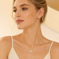 Collier élégant en acier inoxydable plaqué or 18 carats avec pendentif rond en zircon cubique personnalisé, chaîne fine, étanche et inaltérable
