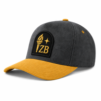 Casquettes de baseball brodées avec logo ZB, couleur charbon et or, en pur coton, avec couture centrale structurée, ajustables, certifiées CE, vente en gros