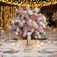 Boule de fleurs artificielles personnalisable pour mariage et banquet, décoration de chemin de table, série rose, 70 cm de diamètre, style tennis de table