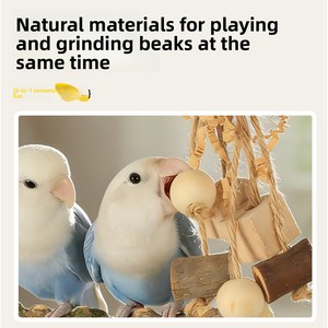 Jouet à mâcher naturel suspendu pour perroquet, corde à mâcher pour le nettoyage des dents, accessoire interactif fait main pour cage à oiseaux, soulagement <span class=keywords><strong>de</strong></span> l'ennui - Product Image 3