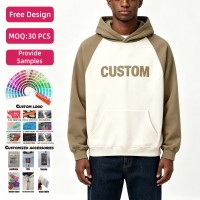 Sudadera con Capucha para Hombre, Personalizada, 480 g/m², 100% Algodón, Manga Raglán, Estampado Desgastado, Sudadera Regular, Sudadera de Algodón