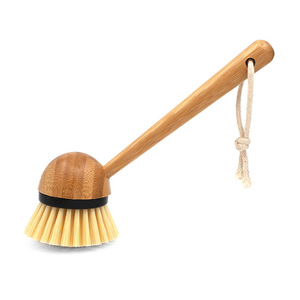 Bamboo Pot Scrubber Long <b>Handle</b> Kitchen Cleaning <b>Brush</b> Multi Functional For Pots Pans Bowls Fruit Vegetable - Product Image 1
