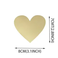 Autocollant adhésif à gratter en forme de cœur doré 70 mm x 80 mm vierge pour code secret, couverture pour jeux à domicile, mariages ou messages