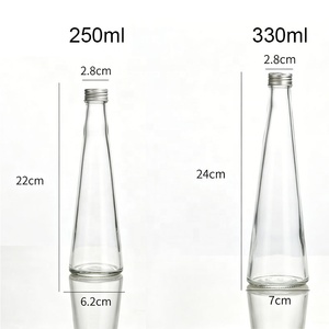 Envases de Vidrio Transparente Cónicos de 250 ml y 330 ml para Bebidas, Botellas de Vidrio Delgadas con Tapas de Rosca de Aluminio Plateado - Product Image 6