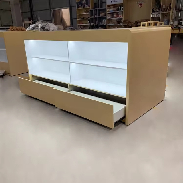 Modern Durable Eco-Friendly MDF Mobile Phone Display Table with Storage for Mall and Commercial Use