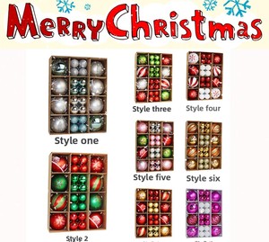 Ensemble de décorations pour arbre de Noël, 4 cm, 8 cm, boules en plastique peintes, 40 pièces par boîte, fabriqué en Chine, ASNX812 - Product Image 6