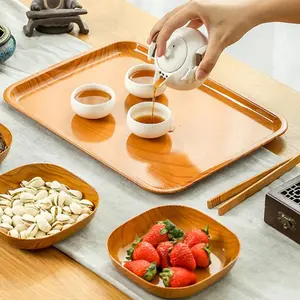 11 قطعة على الطراز الصيني الميلامين الخشب البلاستيك شعبية مربع أواني العظام صينية للوجبات الخفيفة الفواكه المجففة أواني كعكة - Product Image 6